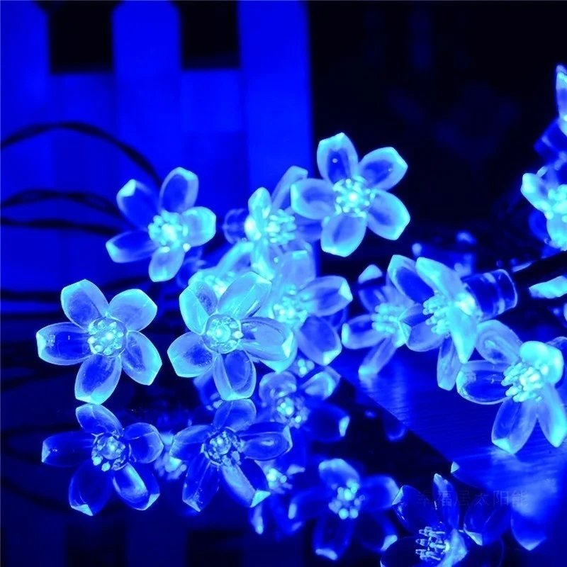 Cherry Blossom String Lights Gar Festoon Led Fairy Light Crystal Flowers Garden  - £94.42 GBP