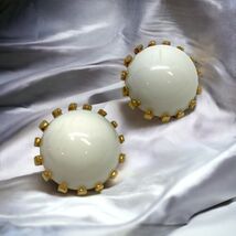 Vintage gold tone white lucite clip on earrings please check poctures on... - $33.81