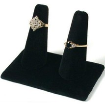 Black Velvet Ring Double Display Jewelry Showcase 4&quot; x 2 1/4&quot; - £6.09 GBP