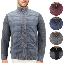 Men’s Quilted Lightweight Fleece Lined Two Tone Puffer Knitted Zipper Jacket - £39.56 GBP