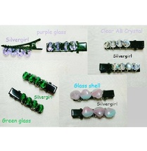Black Alliggator Hair Clip With Czech Glass or Crystals - $6.99