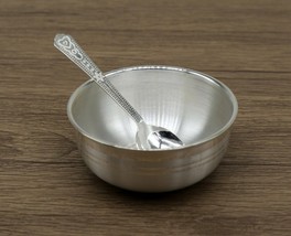 999 solid pure silver handmade utensils bowl and spoon serving vessels s... - $148.49