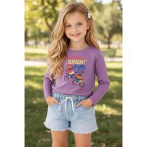 Cute purple Girls Graphic Long Sleeve shirt size S (6-7) NWT - $9.70