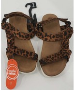 Wonder Nation Girls Bow Flatform Sandals, Size 2 Leoprd Color - $30.55 CAD