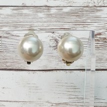 Vintage Clip On Earrings 5/8&quot; Cream Domed Faux Pearl - $13.99