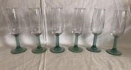 Set of 6 Pale Green Short Stem Wine Glasses 6 ounce 7.5” T Tapered Towar... - $29.99