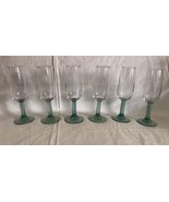 Set of 6 Pale Green Short Stem Wine Glasses 6 ounce 7.5” T Tapered Towar... - £23.97 GBP