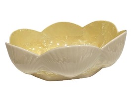 Vtg Belleek Pottery Ireland Sea Shell Candy Bon Bon Dish Bowl Iridescent Yellow - $18.80