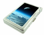 Moon Earth Em1 100&#39;s Size Cigarette Case with Built in Lighter Metal Wallet - $21.73