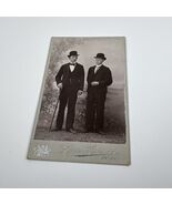 Vintage Photograph Card Hildur Ortman Lulea Sweden Two Men Bowler Hats - $12.36