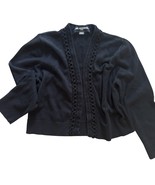Karl Lagerfeld Cardigan Sweater Womens Med Black Paris Piping Trim Cropp... - $28.04 CAD