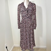 Michael Kors Floral Mod Garden Self Tie Wrap Dress Size XS Maroon, White - $79.96