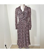 Michael Kors Floral Mod Garden Self Tie Wrap Dress Size XS Maroon, White - $79.96