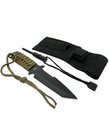 7&quot; Hunting Knife w/ Fire Starter &amp; Paracord Carbon Steel Blade Survival ... - $17.90 CAD