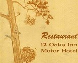 12 Oaks Inn Motor Hotel Restaurant Menu Mineral Wells Texas 1950&#39;s - £35.02 GBP