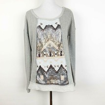 Maurices Gray Sequin Embellished Pullover Sweatshirt Scoop Neck Size M - $170.03 MXN