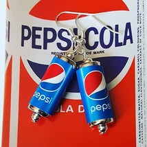 Unique Pepsi Earrings Handcrafted Designer Drink Soda Retro Coca Cola Pop Coke - £7.02 GBP