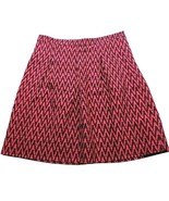 Loft Women&#39;s A Line Pleated Skirt Size 4 Pink Brown Zig Zag Print Back Zip - £21.25 GBP