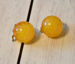 vintage large lucite globe sphere earrings amber - £11.84 GBP