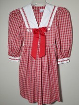 Vtg Jayne Copeland Girl’s Youth Dress Size 6 Cottage Prairie Bib Collar Plaid - £7.12 GBP