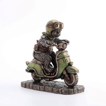 Steampunk Cat Cafe Racer on Scooter Goggles Resin Sculpture Veronese Design - £46.13 GBP