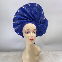 New Auto Gele Fabric Headtie Hats Ready To African Aso Oke Wear Scarf Tu... - $95.82 CAD