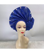 New Auto Gele Fabric Headtie Hats Ready To African Aso Oke Wear Scarf Tu... - $95.39 CAD