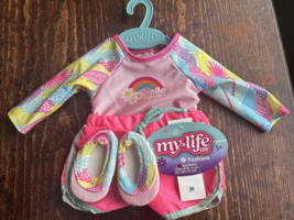 My Life As Doll Clothes Swimsuit Shorts Set Shoes Summer fits American Girl 18&quot; - £11.67 GBP