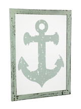 Rustic White Nautical Anchor On Glass Wall Hanging - £20.77 GBP