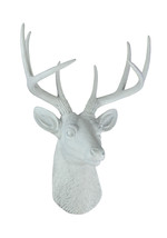 White Buck Head Sculpture Deer Horns Faux Taxidermy Wall Mounted Antler Trophy - £47.20 GBP