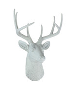 White Buck Head Sculpture Deer Horns Faux Taxidermy Wall Mounted Antler ... - £47.47 GBP