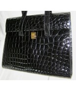 FURLA LRG. BLACK CROCODILE EMBOSSED LEATHER HANDBAG-DOUBLE HANDLES-MADE ... - €84,82 EUR