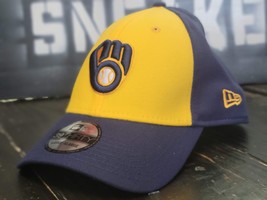 New Era 39Thirty Retro Milwaukee Brewers Navy/Yellow Fitted Hat Men size L/XL - £21.50 GBP