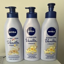 3 x Nivea 16.9 Oz Vanilla &amp; Almond Oil Infused Quick Absorbing Lotion - £27.75 GBP