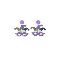 Fuqimanman2020 Mardi Gras Carnival Dangle Earrings Acrylic Mask Star Design - $182.68 MXN