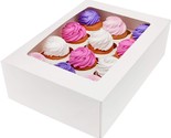 White Cupcake Boxes With Window | 13X9.5X4 | 12 Pack Carrier Containers ... - £30.83 GBP
