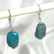 AKF Lovely Turquoise &amp; Sterling Silver 1 1/4” Dangle Earrings - £39.56 GBP