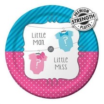 Baby Shower Bow or Bowtie 9-inch Plates Paper 8 Pack Gender Reveal Decorations - £8.78 GBP
