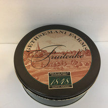 Empty round tin container Gethsemani farms fruitcake Trappist Kentucky s... - $19.75