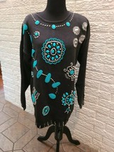 Vintage 90s Victoria Jones Native American Beaded Jewelry Pattern Sweater... L - £21.37 GBP