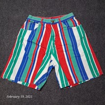 Vintage 9001 Shorts Women Size 9 / 10 Verticle Stripe Bermuda 90s High Rise - $19.66
