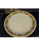 Corelle Casa Flora 10&quot; Dinner Plate Yellow Trim Blue Vine - £15.50 GBP