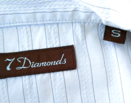 7 Diamonds Men&#39;s Shirt Size Small Fitted Pale Blue Brown Embroidery Button Front - £14.92 GBP