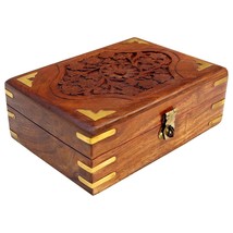 Handmade Wooden Jewellery Box Jewel Organizer Hand Carved Women Gifts 7x5 Inch - £25.85 GBP