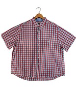 CHAPS Mens 3XB/3TF Red Plaid Short Sleeve Button Down Shirt Easy Care Po... - $23.65