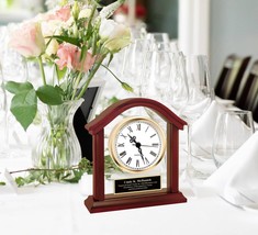 Personalized Wood Table Desk Clock Crowned Engrave Shelf Custom Retirement Gift - £63.81 GBP