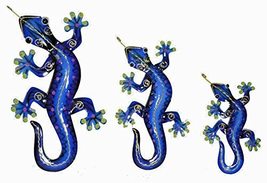 Beautiful Unique Set of 3 Geckos Lizard Metal Tropical Island Wall Art - £27.64 GBP