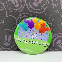 Walt Disney world Pin badge pinback Mickey Mouse I&#39;m celebrating balloon... - $13.92