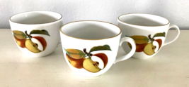 3 Evesham Gold Flat Cups Fine Porcelain Royal Worcester Fruit Gold Trim ... - £17.77 GBP