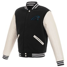 NFL Carolina Panthers Reversible Fleece Jacket PVC Sleeves 2 Front Logos JHD - £95.91 GBP